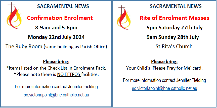 Confirmation enrolment and rite of enrolment 2024